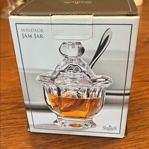 Godinger Windsor Crystal Jam Jar with Spoon - Clear and Silver